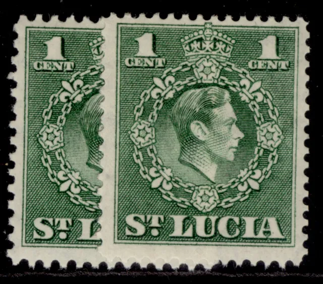 ST. LUCIA GVI SG146 + 146a, 1c PERF VARIETIES, LH MINT.