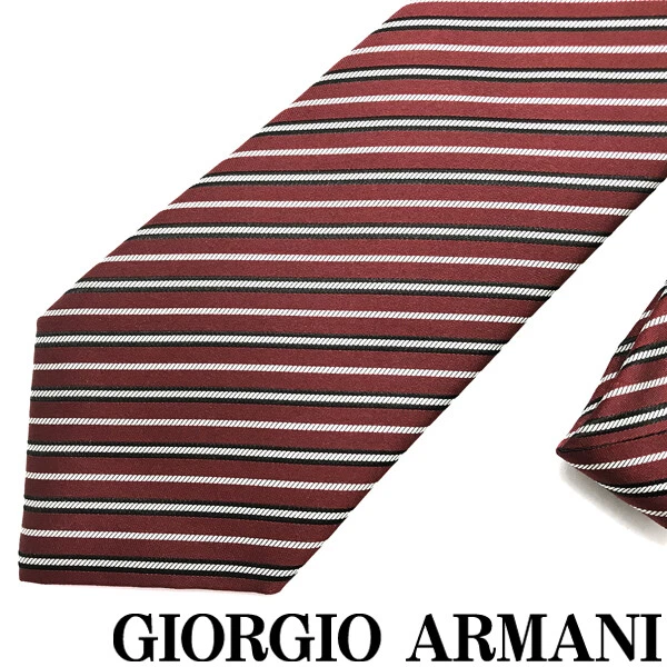 Giorgio Armani Tie Brand Silk Stripe Red Width Of The Tip 8cm a609