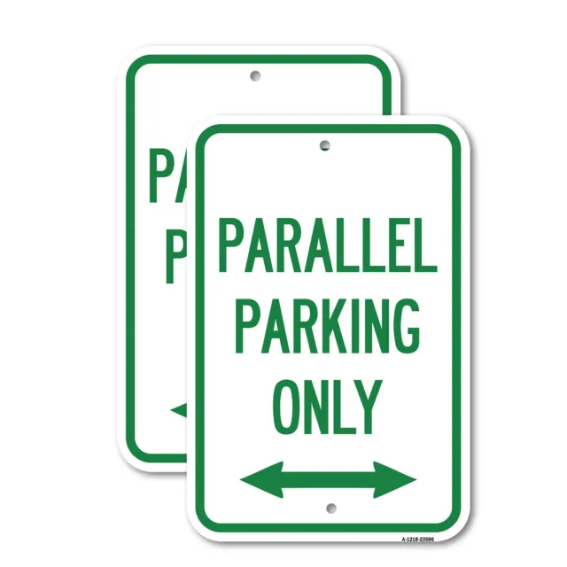 (2 Pack) Parallel Parking Only with Bidirectional Arrow 12" X 18" Aluminum Sign
