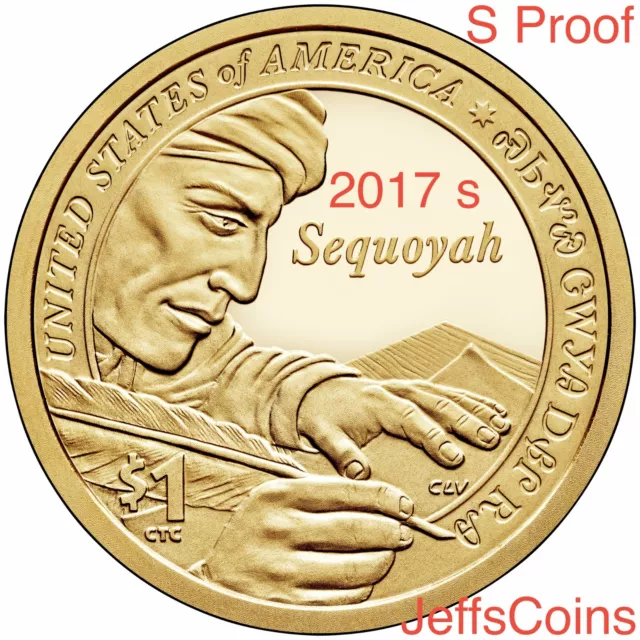 2017 S SACAGAWEA NATIVE AMERICAN Sequoyah from Cherokee Nation Proof Dollar New