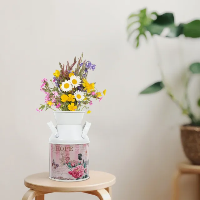 2 Pcs Garden Flower Container Pot Bud Vase Metal Plant Pots Glass