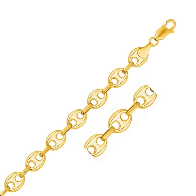 14k Yellow Gold Plated Over 925 Sterling Silver 5mm Puffy Anchor Link Chain