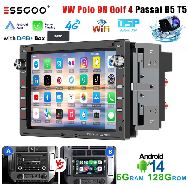 6+128G For VW Golf MK4 Passat B5 Polo Carplay DAB+ Car  Radio Stereo GPS DSP+Cam