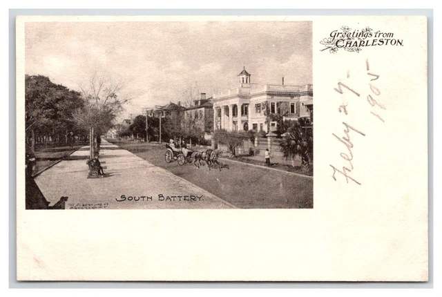 Sc~South Carolina~Charleston~Greetings From Charleston~South Battery~C.1905