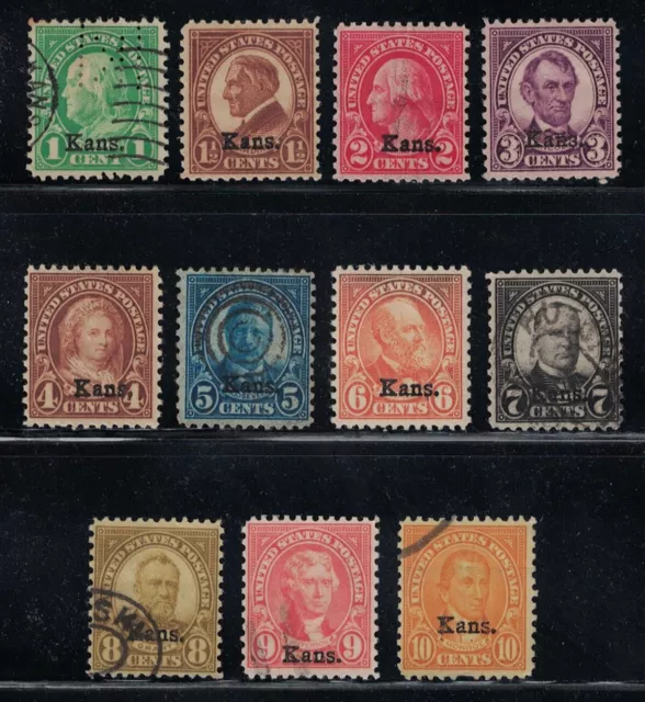 US Scott# 658-668 - Full Set Of Kansas Overprints - MH and Used - Fine-Very Fine