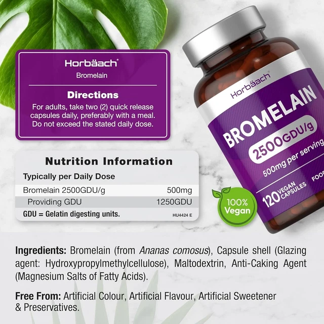 BROMELAIN CAPSULES 500MG 2500GDU High Strength Digestive Enzyme