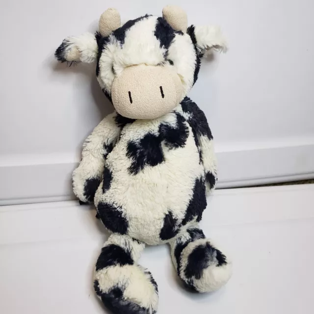 Jellycat London Bashful Cow 12” Soft Floppy Plush Black White Stuffed Spots