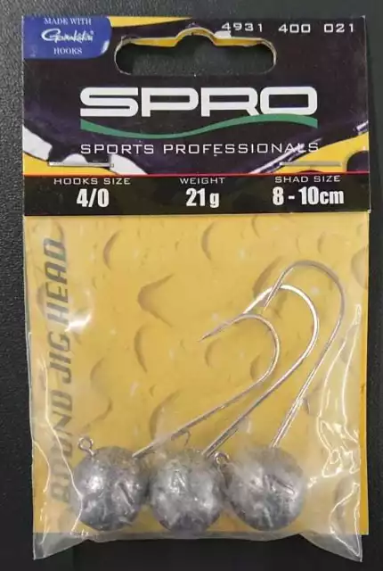 SPRO Gamakatsu Round Jig Head 22 4/0 21g 3 Stück Jigkopf Jighead Bleikopf NEW