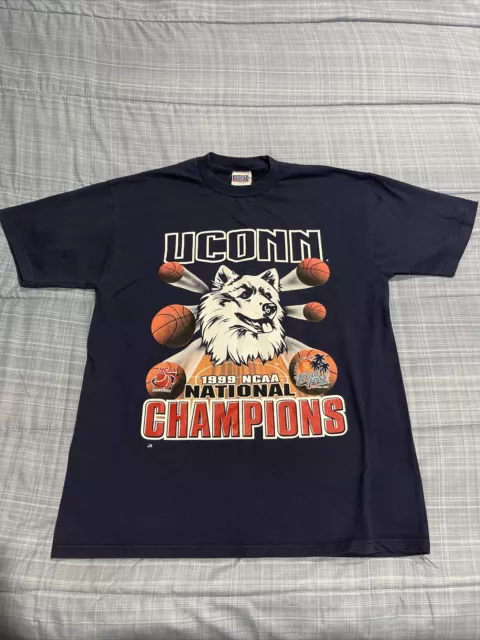 Vintage 1999 UCONN  Huskies Basketball Champions T Shirt Large