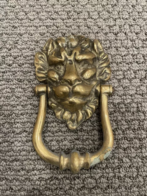 Lion Head Door Knocker Large Vintage or Antique Brass or Bronze