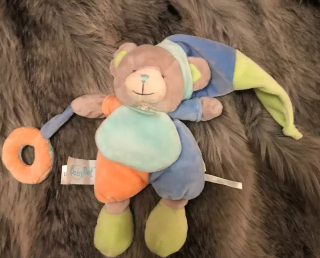 DOUDOU OURS Bleu Vert  orange BABY NAT babynat Anneau TBE