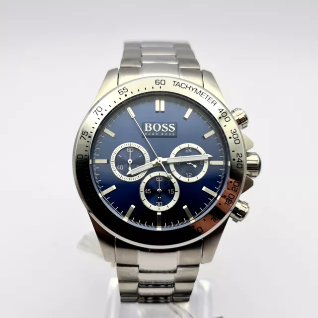 New Genuine Hugo Boss Ikon 1512963 Stainless Steel Blue & Silver Tone Men Watch
