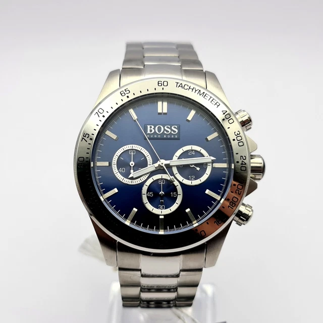 New Genuine Hugo Boss Ikon 1512963 Stainless Steel Blue & Silver Tone Men Watch