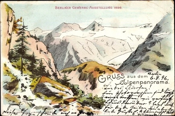 Litho Berlin Treptow, Gewerbeausstellung 1896, Gruß aus dem... - 10565311