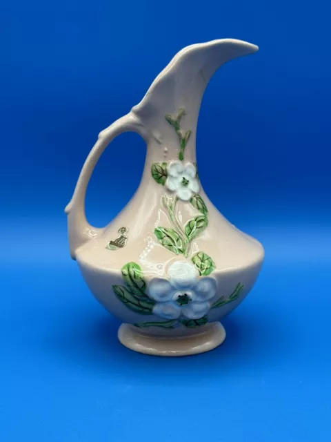 Vintage Hull Art Pottery Rosella Pitcher R 9 - 6 1/2” Rose Pink White Floral