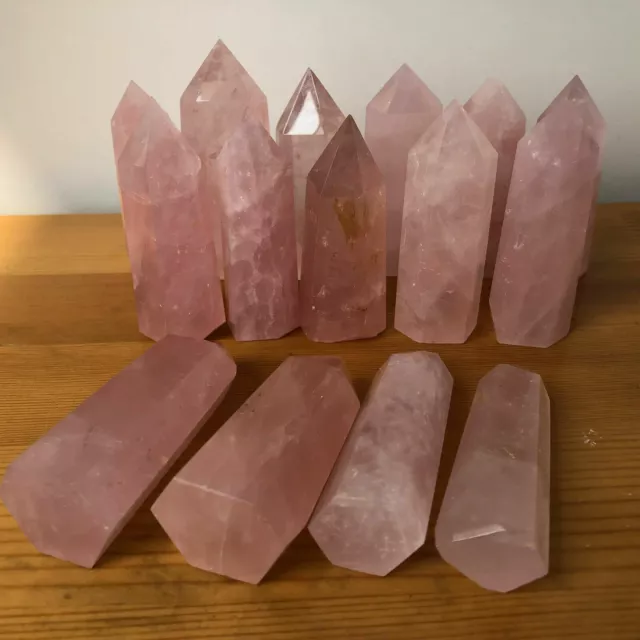 Natural pink rose Quartz Crystal obelisk Wand Point Healing 1LB