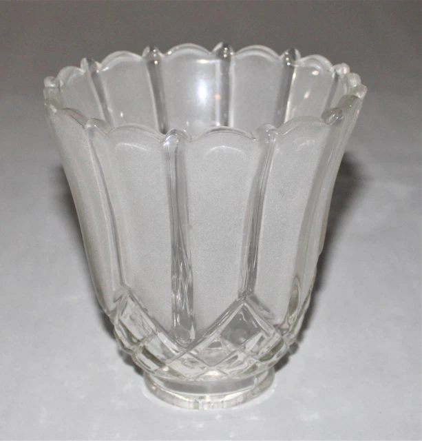 Vintage Lamp Shade Frosted  & Clear Glass Victorian Shade 2-1/8” Lipped Fitter