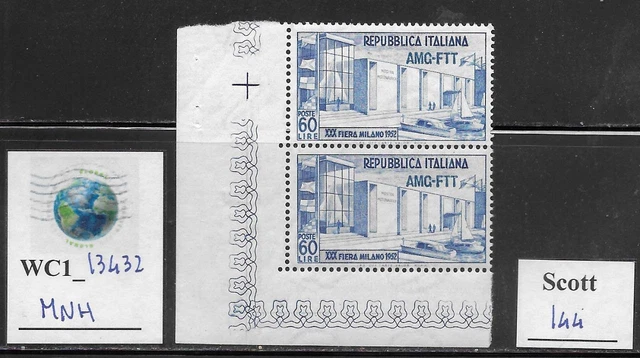 WC1_13432. ITALY:TRIESTE FTT. Pair of 1952 MILAN'S FAIR. Scott 144. MNH