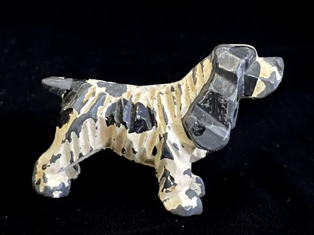 Vintage Cast Iron English Setter Spaniel Dog Figurine Paperweight Sculpture