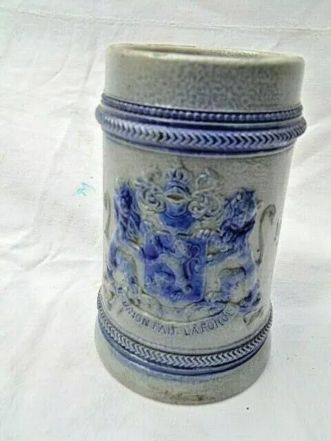 Chope Ancienne En Ceramique / Gres Armoiries De La Belgique + Devise 1830-1905