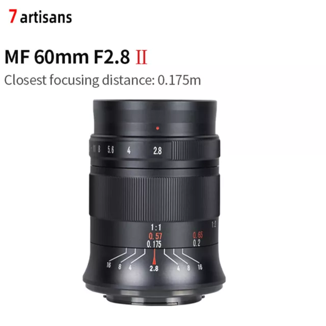 7artisans 60mm F2.8 II MF APS-C Macro Lens for Sony E Fuji X Nikon Z Canon M43