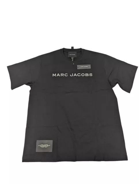 MARC JACOBS Oversize Big Cotton Tee Thread Letter Tshirt Black OS NEW RRP 120