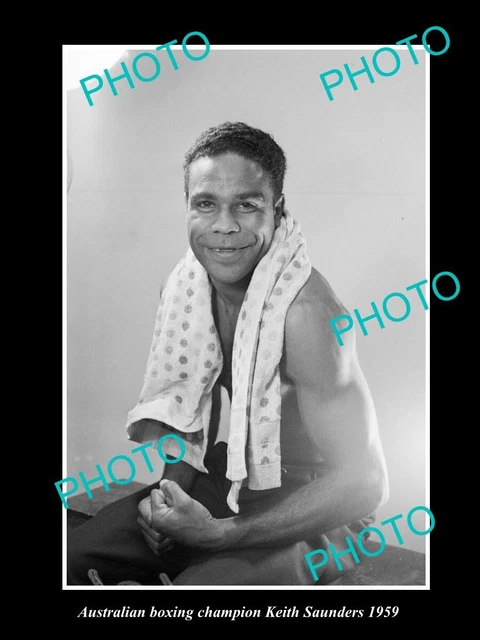 OLD LARGE HISTORIC PHOTO OF AUSTRALIAN BOXING CHAMPION KEITH SAUNDERS c1959