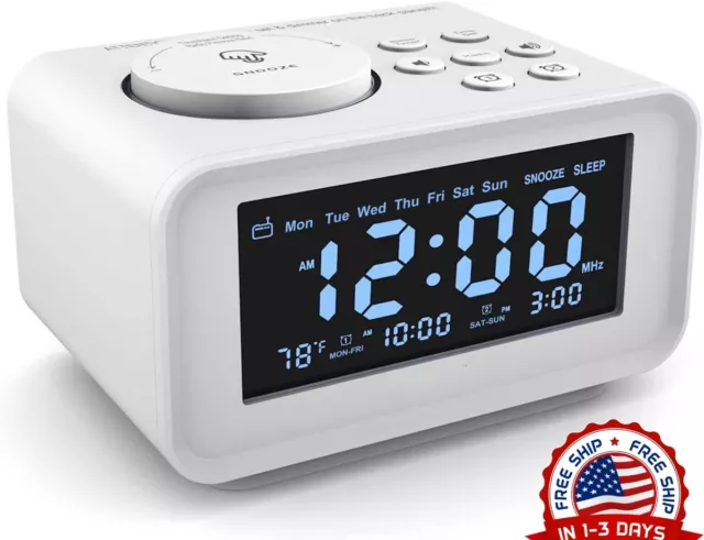 Radio reloj bluetooth despertador alarma inalámbrico recargable luz led FM NUEVO