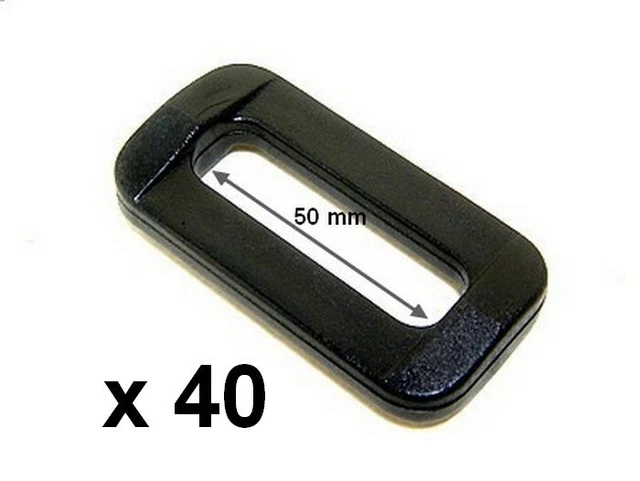 40 x Plastic Loops Looploc Buckles Rectangle Rings Backpack  Webbing 50 mm( 2")