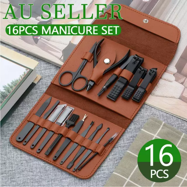 16PCS Manicure Pedicure Set Stainless Nail Trimming Kit Clipper Finger Care Tool