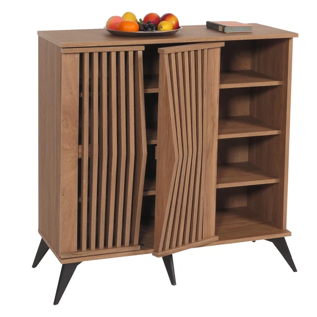 Credenza armadietto con 2 sportelli HWC-L84 metallo MDF 90x90x40cm grigio