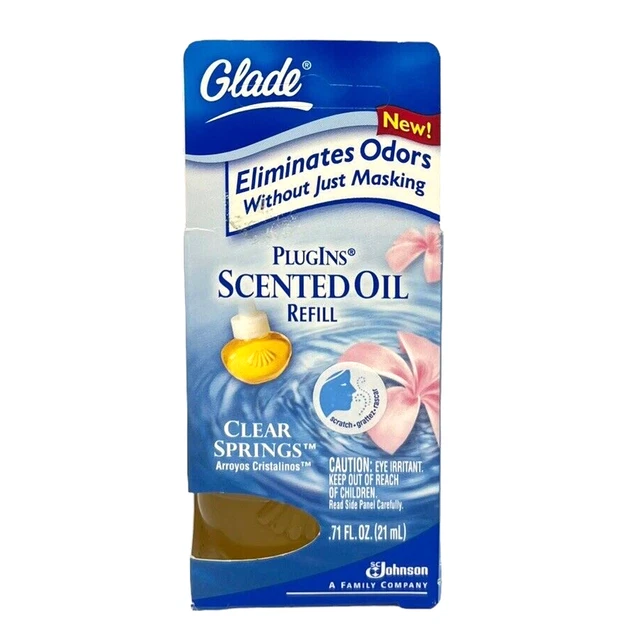 Glade PlugIns Scented Oil Refill CLEAR SPRINGS .71 oz Rare - Hard to Find Scent