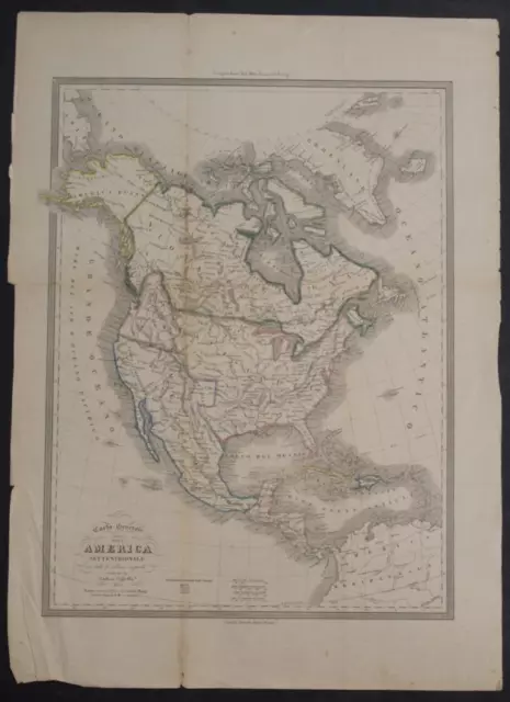 North America Texas As Republic 1857 Maggi Unusual Antique Lithographic Map