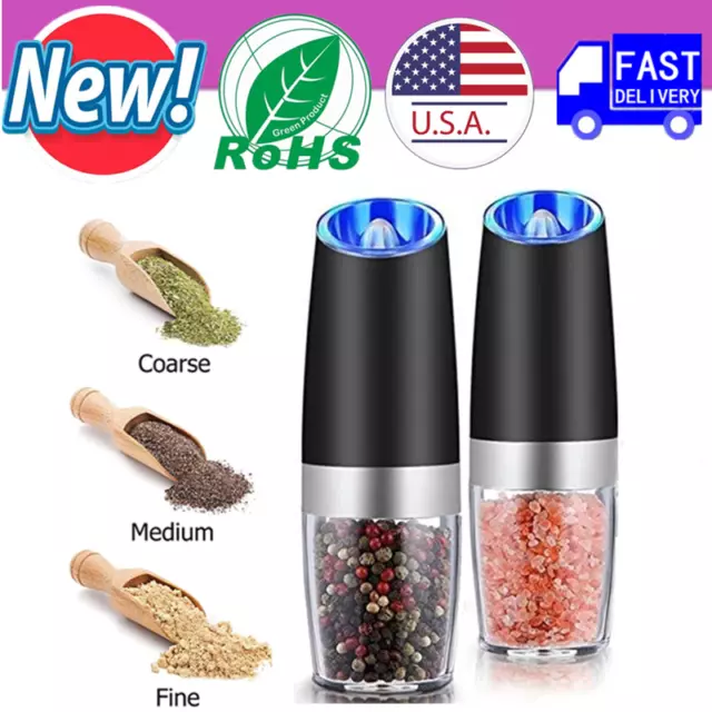 Salt and Pepper Grinder Electric Pepper Mill Stainless Steel Gravity Induction