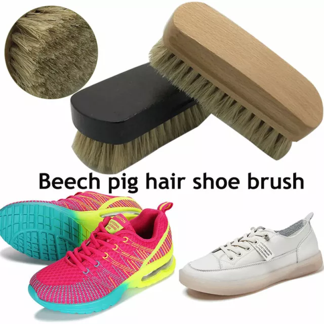 Boot Brush Cleaner Shine Shoe Pig Bristles Brush With Wood Handle Household