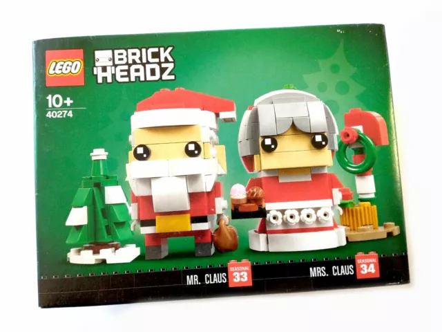 New Sealed LEGO 40274 Brick Headz Mr & Mrs Claus