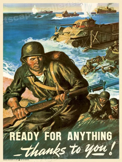 Ready for Anything!  Vintage Style WWII Army War Poster - 18x24