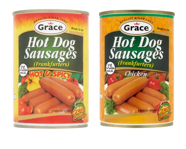 Grace Chicken Hot Dogs (Frankfurters) 400 g - originale e caldo e piccante (confezione da 2)