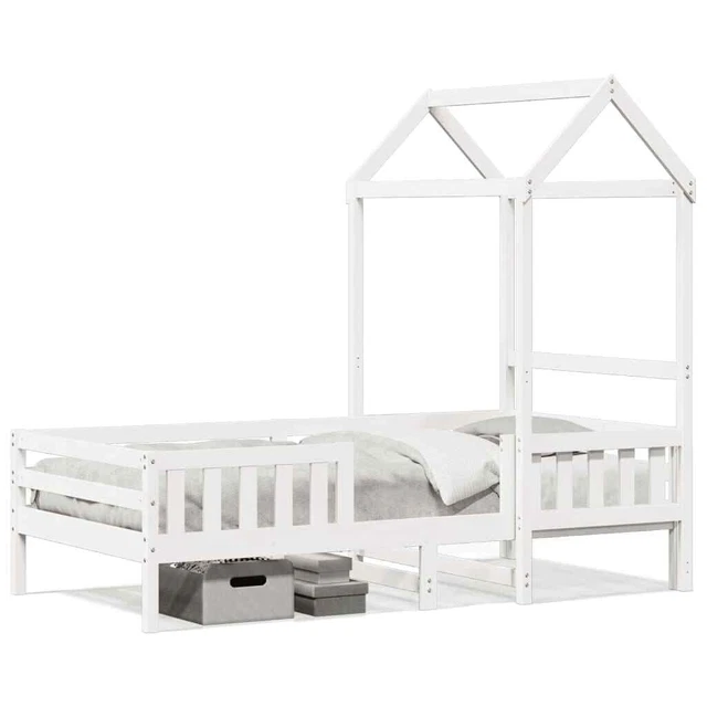 BED FRAME WITH Roof White 90x200 cm Solid Wood Pine £363.57 PicClick UK
