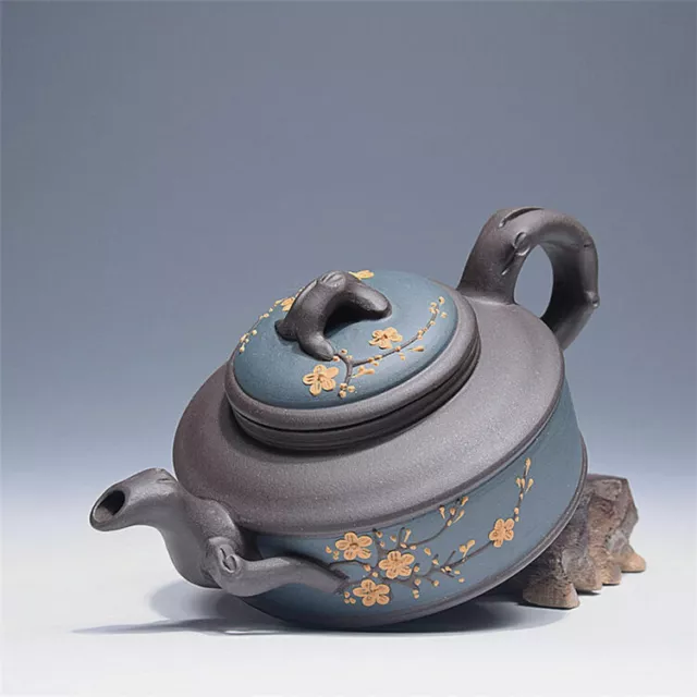 Rare Chinese Yixing Handmade Lifelike Plum Flower of Zisha Purple Clay Teapot