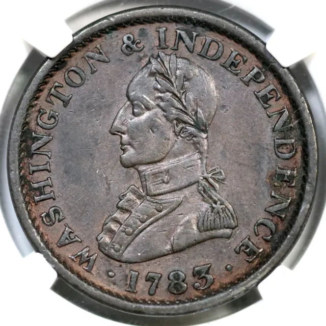 1783 NGC AU Details Lg Bust Washington & Independence Colonial Copper Coin