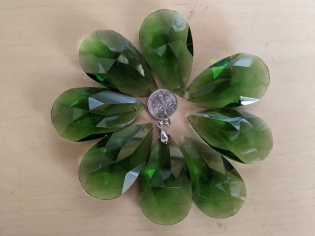 8 piezas de cuentas colgantes grandes de vidrio verde con gotas lagrimales