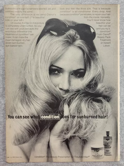 1970 Magazine Advertisement Page Clairol Condition Hair Cute Woman Print Ad