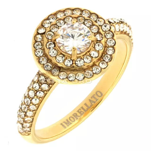 Anello Donna Morellato SAIW34 Acciaio PVD Oro Solitario Pavè con Cristalli 49€