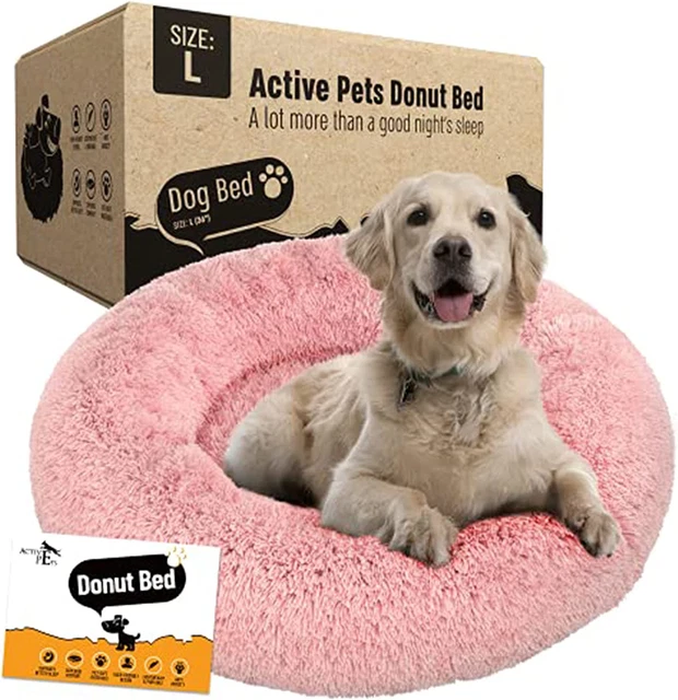 Active Pets Plush Calming Dog Bed, Donut Dog Bed for Small Dogs, Medium & Large,