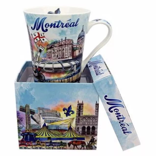 Montreal Porcelain Coffee Cup Canada Gift Box Collage Coffee Mug