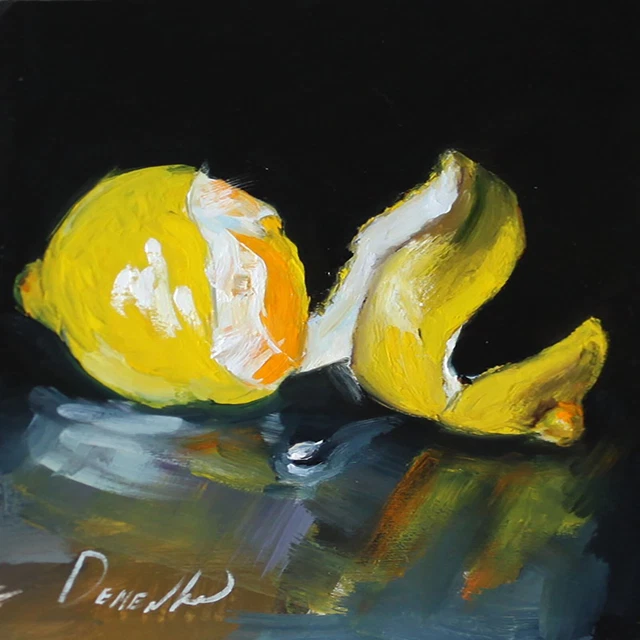 LEMON  Still Life Art Signed by Natalie Demenko Oil painting  UKRAINE
