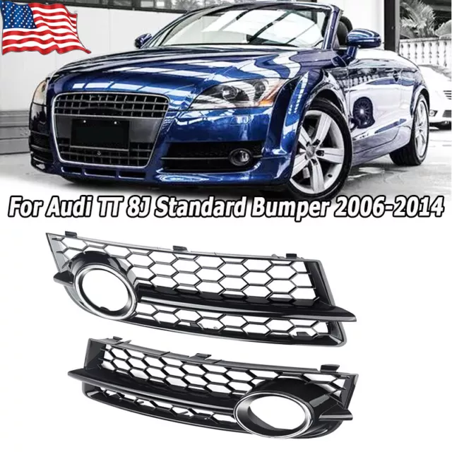 For Audi TT 8J 2006-2014 Front Fog Light Grille Cover HONEYCOMB HEX Style Glossy