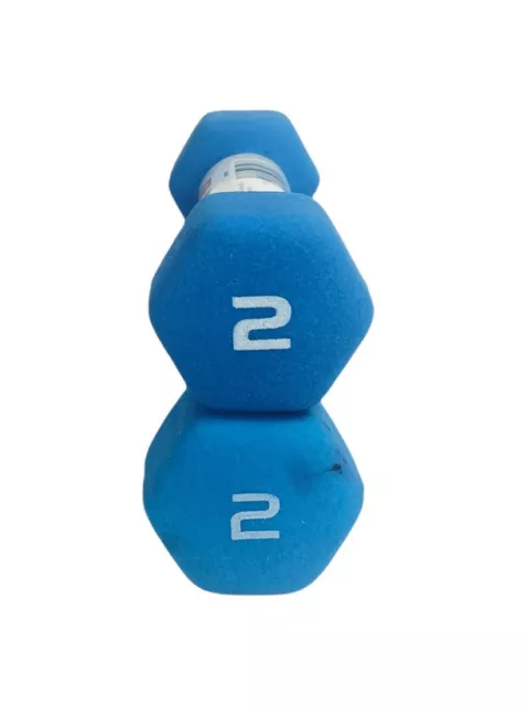 CAP Neoprene Hex Set of 2 (2 Lb Pound) Dumbbell Hand Weights Blue 4lbs Total