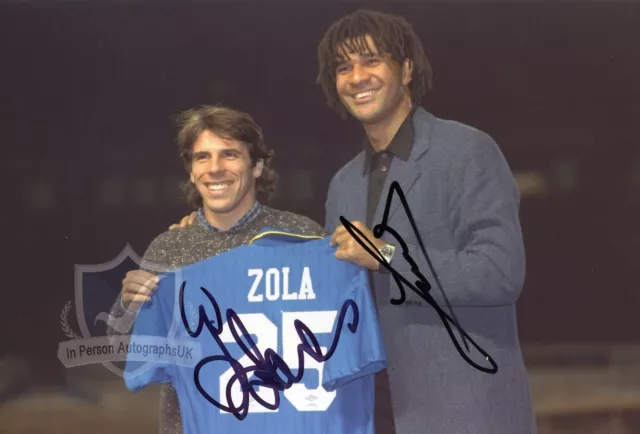 Gianfranco Zola Ruud Gullit CHELSEA FC Multi-Signed 12x8 Photo OnlineCOA AFTAL